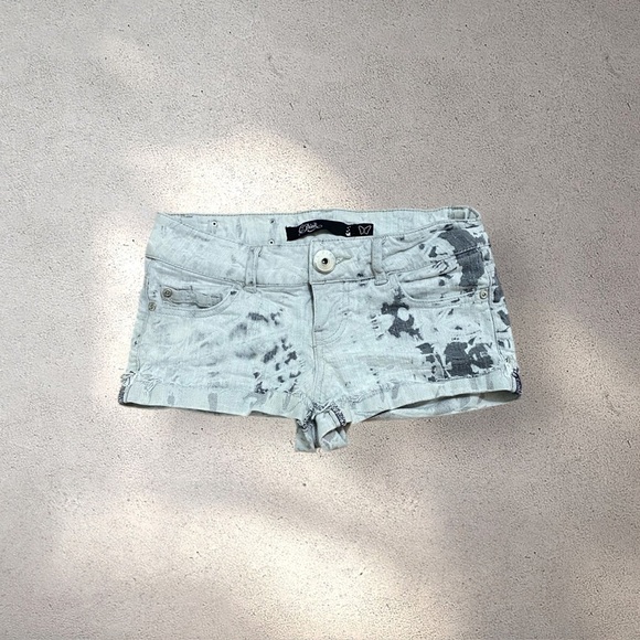 SOLD! (Don't Buy) C. Pink Grey Tie Dye Low Rise Micro Denim Shorts - Picture 1 of 3
